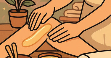 A wax technician's hands gently caring for another person's hands, symbolizing the importance of hand health in the waxing profession