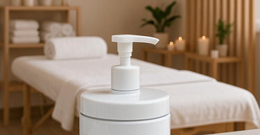 10 oz White Plastic Jar with Pump Lid - Professional Spa Container