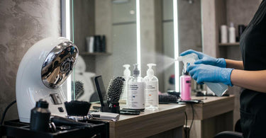 A pristine salon environment showcasing sanitized tools and clean workstations, ensuring client safety.