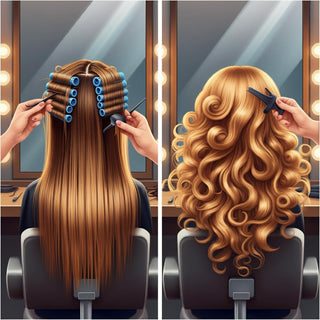 Professional stylist applying Quantum Perm solution for long-lasting curls