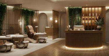 Modern spa interior showcasing sustainable and multifunctional furniture trends for 2025