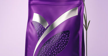 Lycojet Lavender Wax beads in a jar with lavender sprigs, showcasing a professional hair removal solution for spas and salons