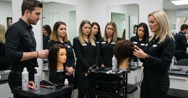 Salon staff receiving training on the latest hair care techniques