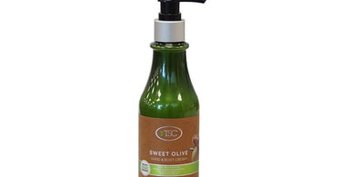 TSC Spa Organic Hand & Body Cream Sweet Olive 8 oz, displayed prominently with its pump top, available at Pure Spa Direct.