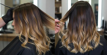 Hair stylist applying balayage technique in a salon