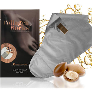 UV Protective Deep Moisturizing Marine Collagen and Argan Oil Foot Mask Socks with Pre-Cut Toes for Easy Pedicures - 1 Pair by Voesh of New York