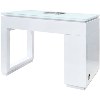 Valentino Lux Single Manicure Table with Tempered Glass Top by Whale Spa