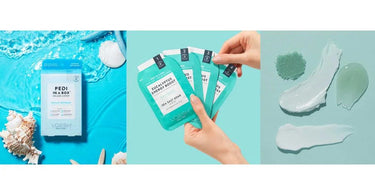 Voesh eco-friendly spa products including pedicure kits and skincare displayed in a luxurious spa setting
