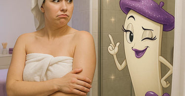 Woman holding timer while waiting to shower after Brazilian wax