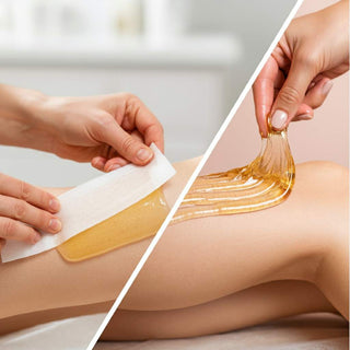 Sugaring vs. Waxing comparison image for sensitive skin