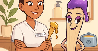 Esthetician performing professional waxing service in a modern spa setting