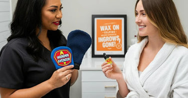 Professional esthetician performing waxing treatment to prevent ingrown hairs