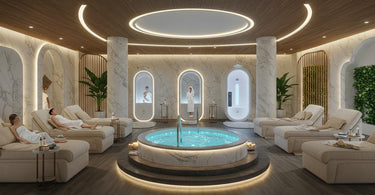 A serene spa setting showcasing modern wellness and luxury treatments