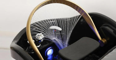 A relaxing head spa treatment in progress, showcasing a client enjoying a scalp massage and hair treatment.