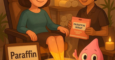 Relaxing paraffin pedicure treatment with warm wax being applied to smooth feet