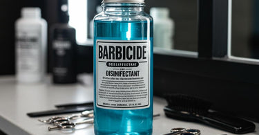 Barbicide disinfectant jars and products for salon hygiene
