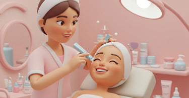 Close-up of a professional dermaplaning treatment in progress, showing smooth, glowing skin