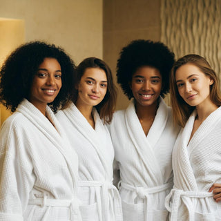 A serene spa setting with massage tables, candles, and essential oils.