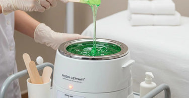 Close-up of rosin free wax being applied in a spa setting