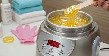 Professional esthetician preparing hard wax at optimal temperature for Brazilian waxing