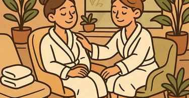 A compassionate spa professional comforting an emotional client during a treatment
