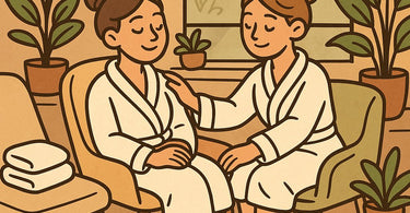 A compassionate spa professional comforting an emotional client during a treatment
