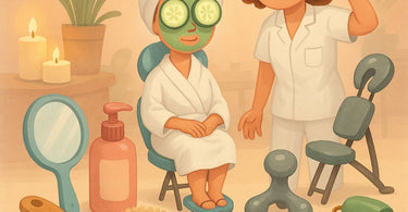 Professional spa therapist consulting with client about skincare referral needs