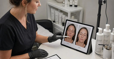 Before and after photos needing consistent lighting and backgrounds for professional beauty results