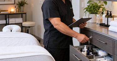 Locking drawers and secure storage for professional salon and spa supplies