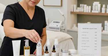 Image of pricing tags on salon retail products, emphasizing the importance of transparent pricing in the beauty industry.