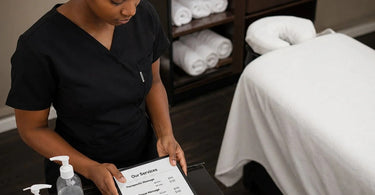 Two service menus side by side, one with confusing industry jargon and one with clear, client-friendly language