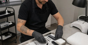 A perfectly organized service tray, ready for a professional spa treatment