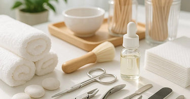 Close-up of fresh disposable waxing tools next to used tools in a salon setting
