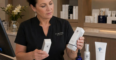 Person comparing old and new product packaging to identify changes