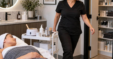 Professional spa and salon treatment room supply organization illustrating how forgotten supplies cause staff to walk back to the supply room during client services