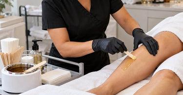 Professional spa laundry towels with wax residue illustrating how waxing products can cause stubborn stains, sticky fabric, and linen maintenance problems in salons and spas