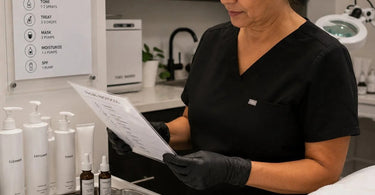 Illustration showing written protocols as a shield against product waste in a spa, featuring products from Pure Spa Direct.