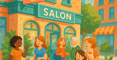 Salon owner handing out marketing materials outside her spa to attract new clients