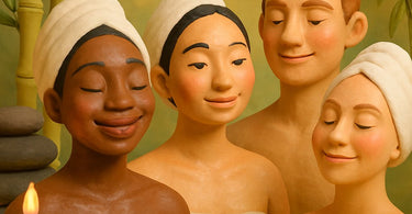 Professional esthetician performing facial treatment on client with glowing skin in modern spa setting