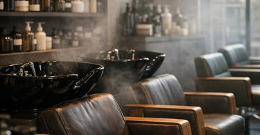A serene and modern salon interior featuring a stylish black pedicure chair and a professional facial steamer, highlighting the blend of premium furniture and treatment products that create a relaxing spa ambiance.