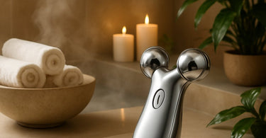 Professional microcurrent device in use during a facial treatment at a spa