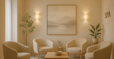 A comfortable and stylish modern spa waiting room with elegant seating