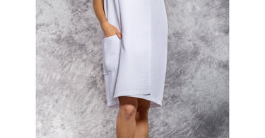Woman's Waffle Spa Wrap - Bath Wrap in white, featuring a textured waffle weave, made of 65 percent cotton and 35 percent polyester, available in sizes small to xxl by Summa Ya