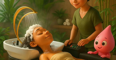 Relaxing Japanese Head Spa Water Therapy treatment in a luxury salon setting