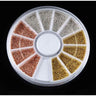 0.8mm Nail Art Mini Beads - Gold, Silver &amp; Rose Color - Pack
