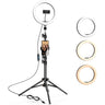 10.2" Diameter Selfie Ring Light + Tripod Stand + 2 Phone Holders / Dimmable LED Beauty Camera Ringlight for Makeup + Photography + YouTube Videos + Vlogs + TikTok + Instagram + Live Streaming / Compatible with iPhone and Android Phones