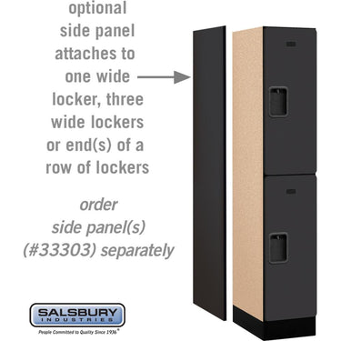 12-inch Wide Double Tier Designer Wood Locker - 1 Wide - 5 Feet High - 18-inch Deep by Salsbury – Black – Hasps by Salsbury (view 2)