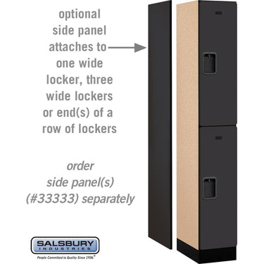 12-inch Wide Double Tier Designer Wood Locker - 1 Wide - 6 Feet High - 18-inch Deep by Salsbury – Black – Hasps by Salsbury (view 2)