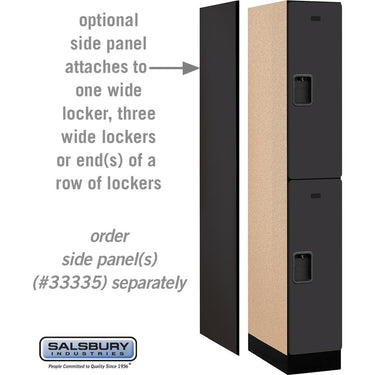 12-inch Wide Double Tier Designer Wood Locker - 1 Wide - 6 Feet High - 21-inch Deep by Salsbury – Black – Hasps by Salsbury (view 2)
