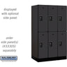 12-inch Wide Double Tier Designer Wood Locker - 3 Wide - 5 Feet High - 21-inch Deep by Salsbury – Black – Black Resettable Combination Locks by Salsbury